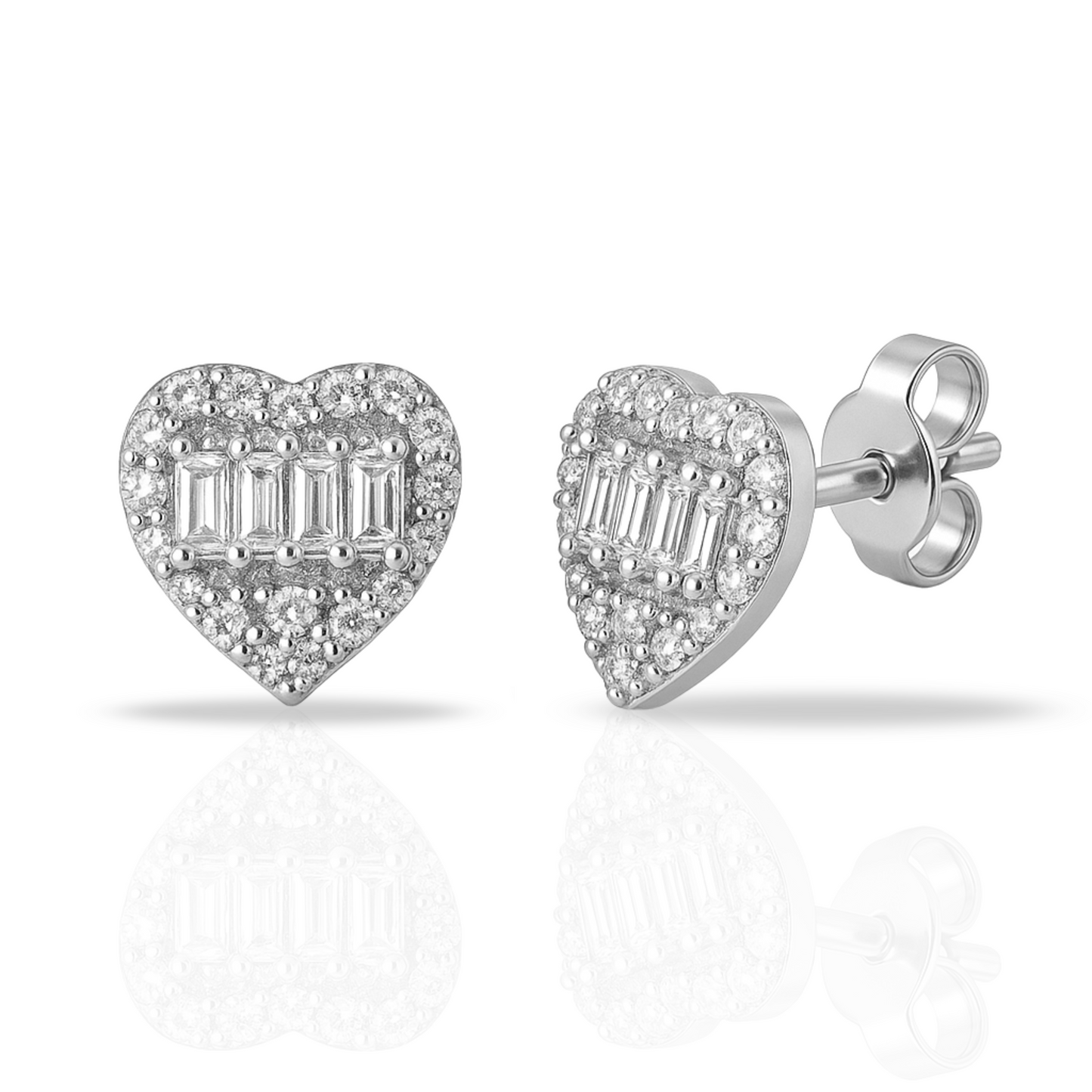 Cercei inima cu baghete pe mijloc