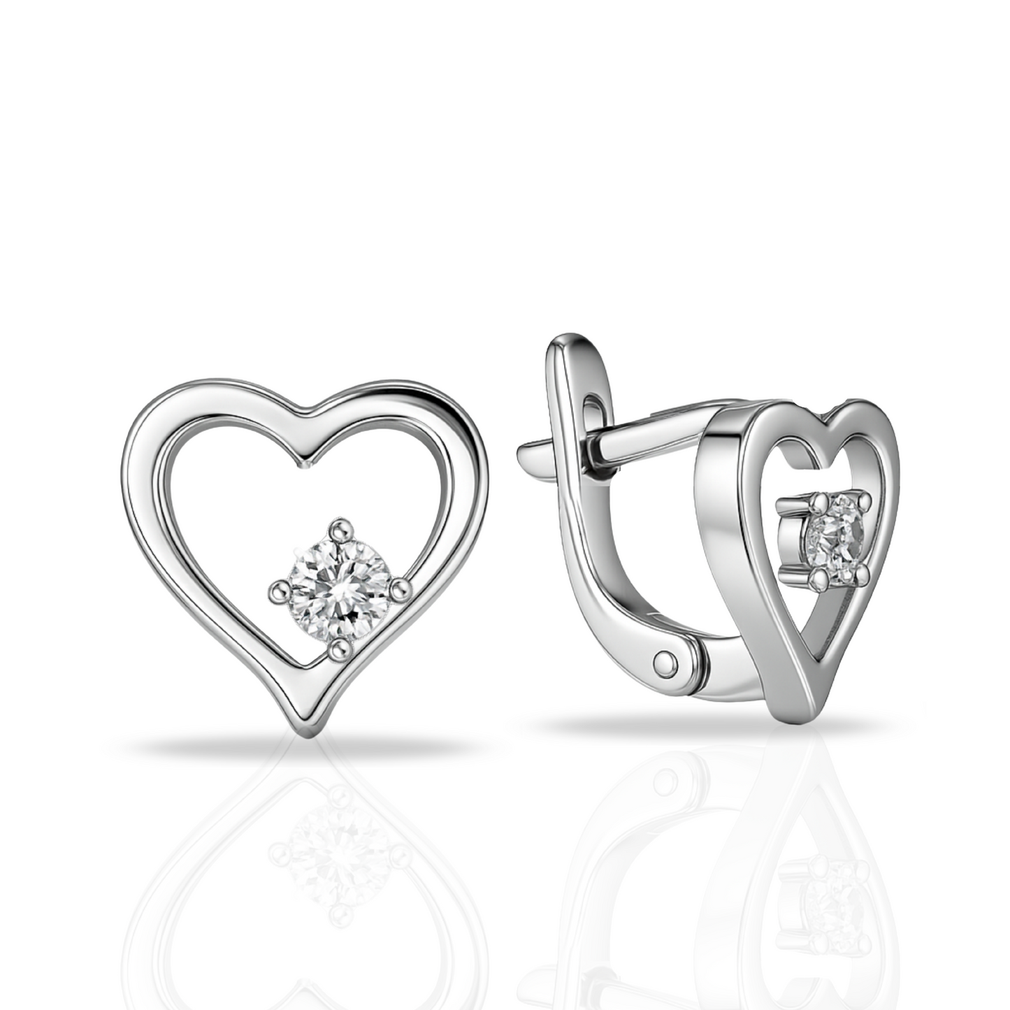 Cercei cu inimi si zirconia