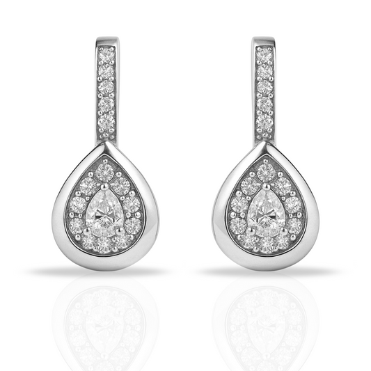 Cercei tortite cu oval si zirconii incolore