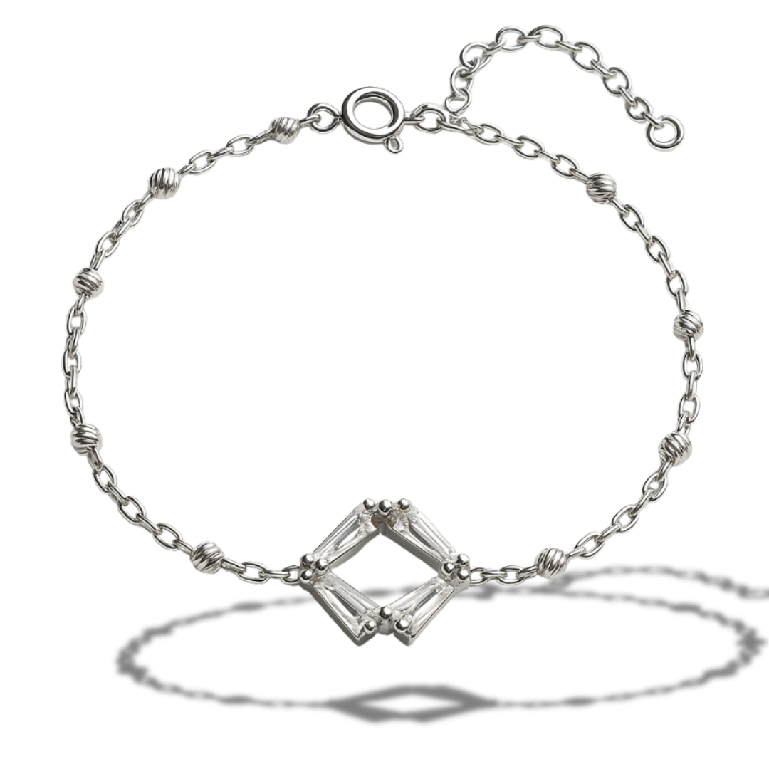 Brățară cu biluțe si romb incolor