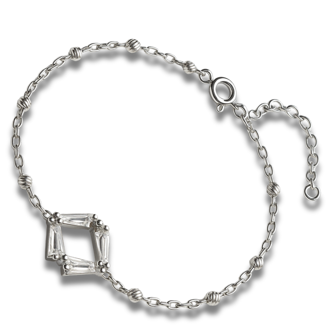 Brățară cu biluțe si romb incolor