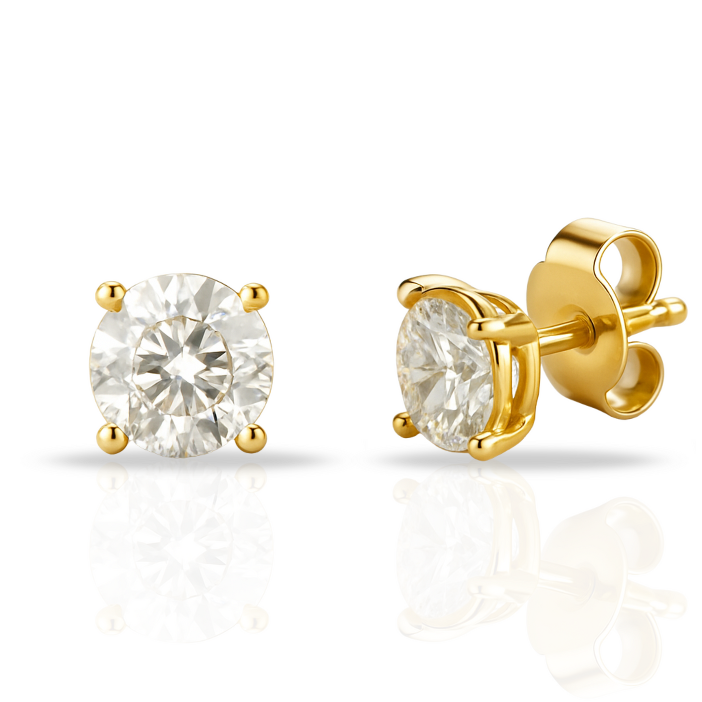 Cercei aurii round cut