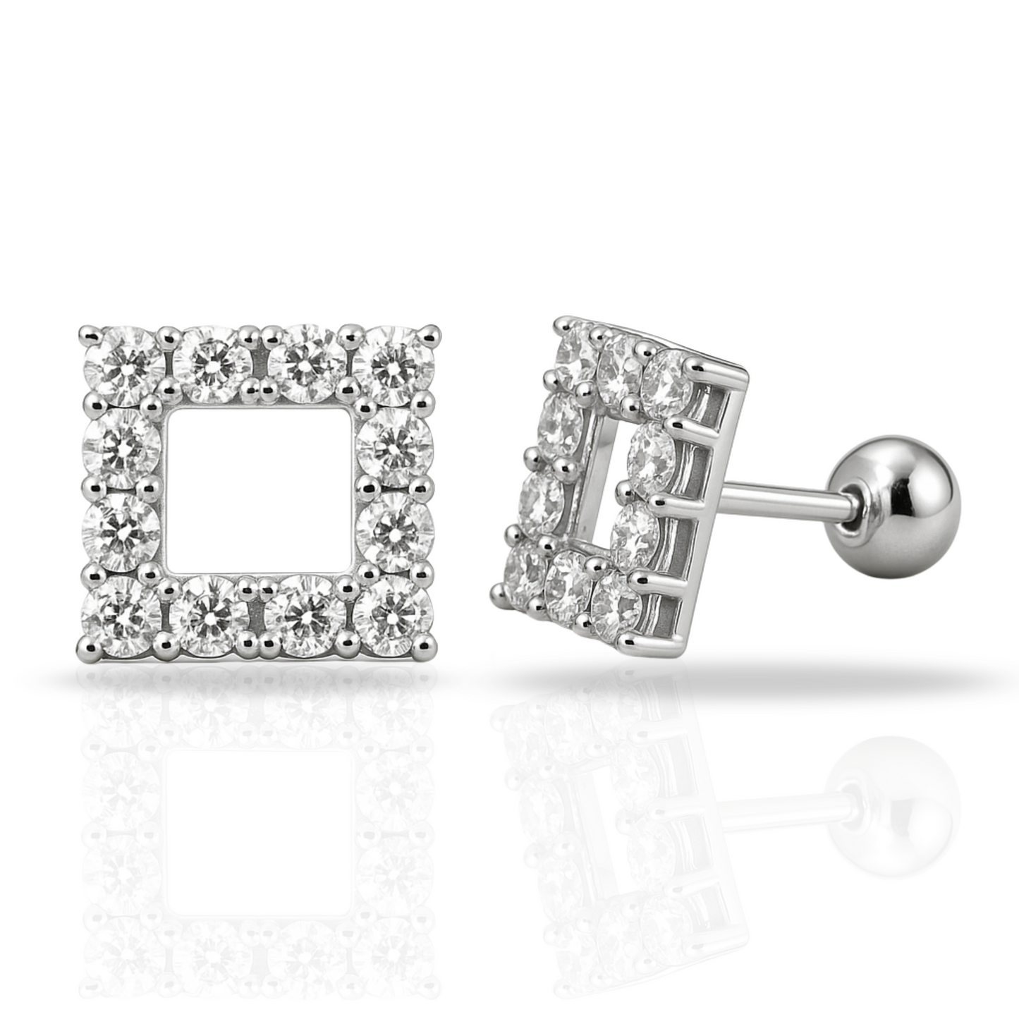 Cercei contur zirconii pătrat