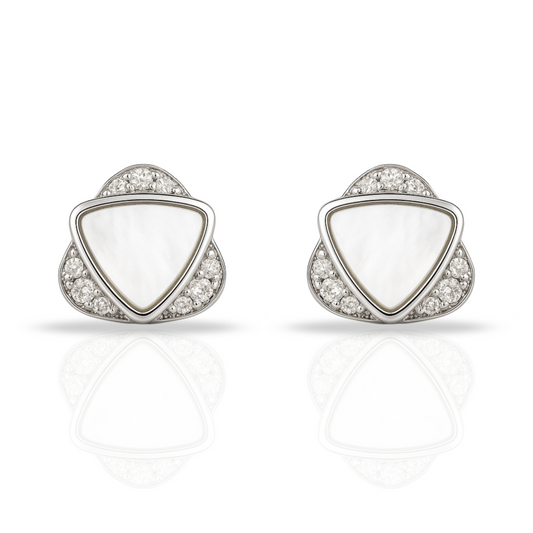 Cercei dublu triunghi cu sidef