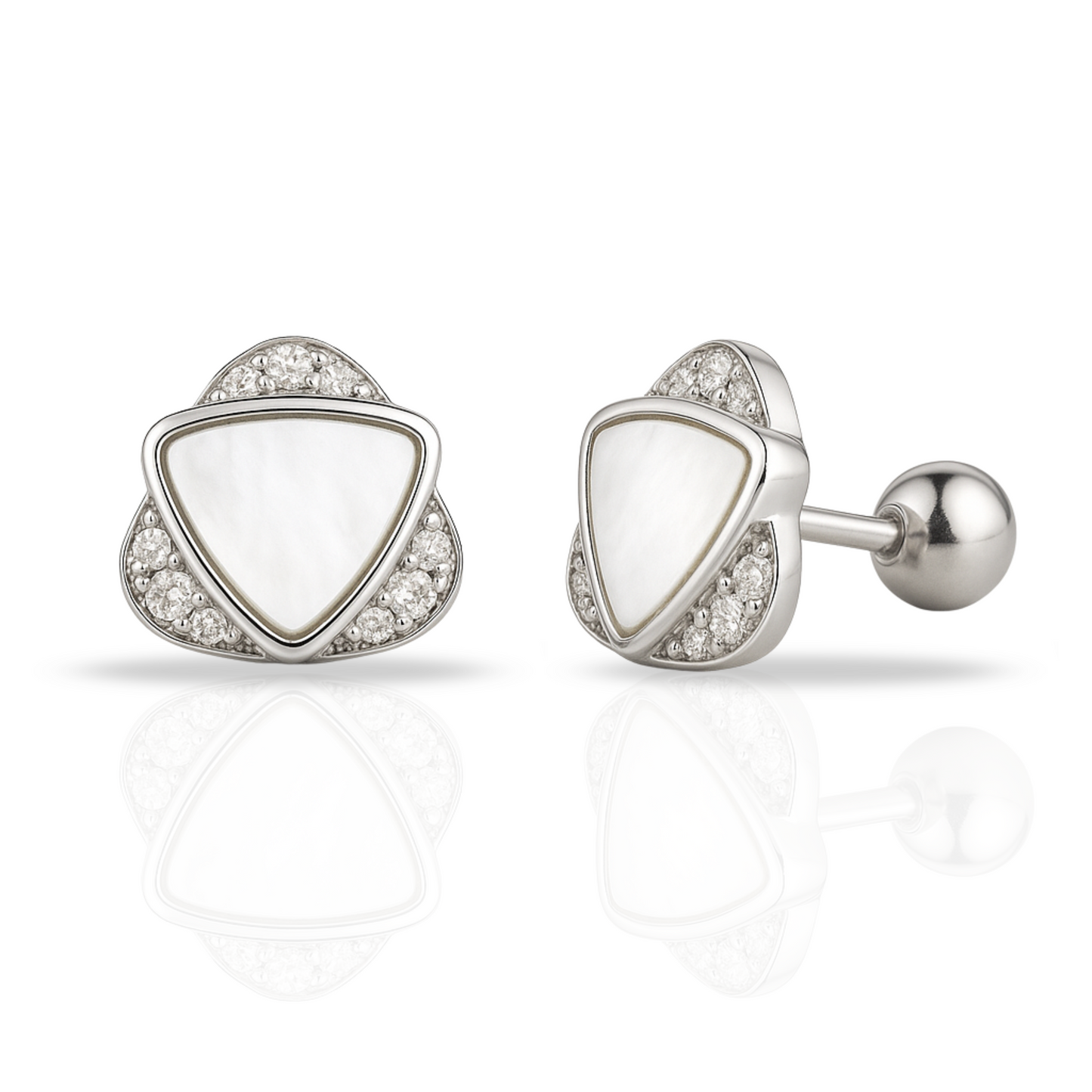 Cercei dublu triunghi cu sidef