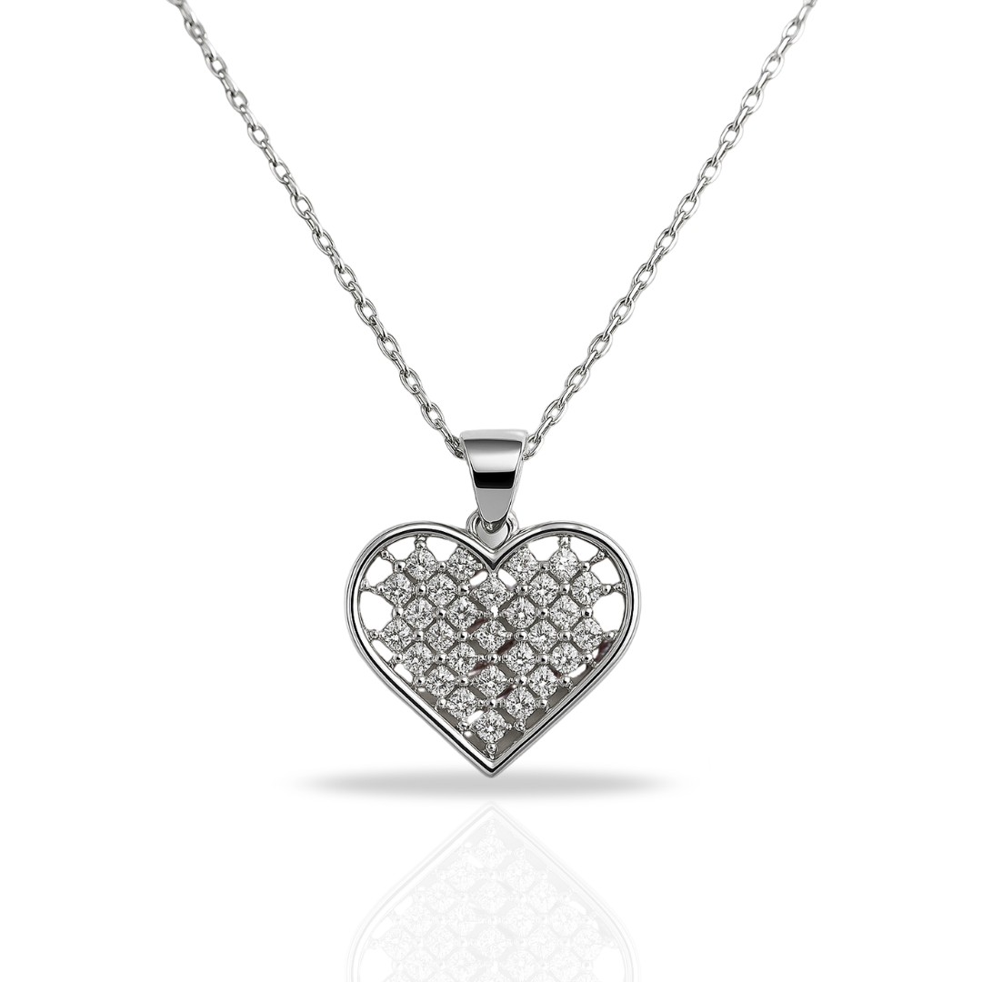 Colier cu inima conturată si zirconii