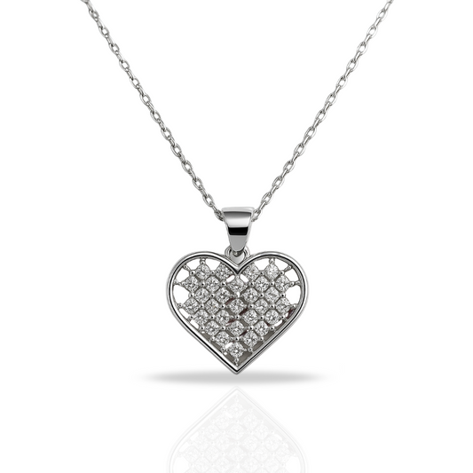 Colier cu inima conturată si zirconii