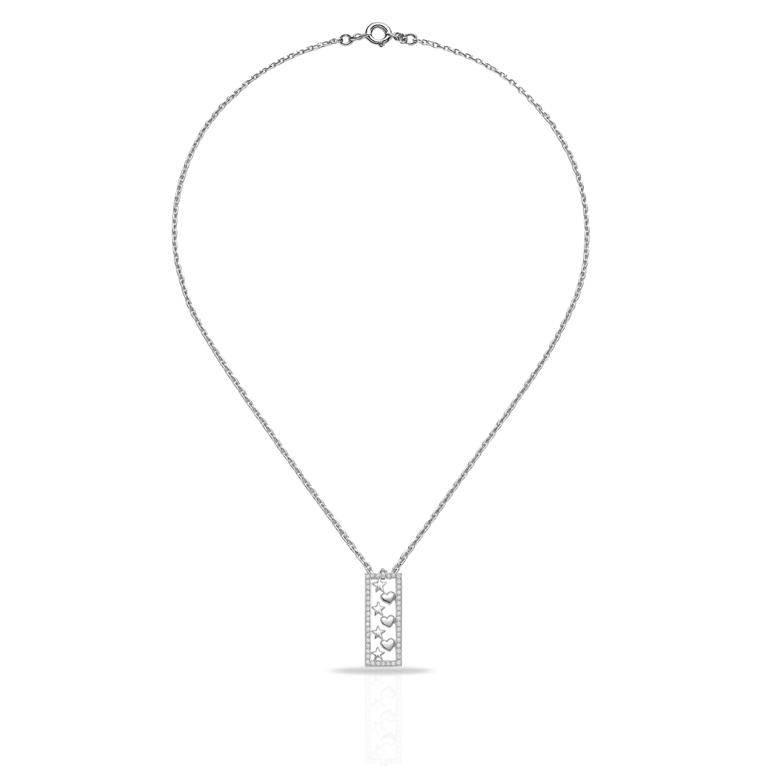 Colier cu pandantiv dreptunghiular inimi-stele