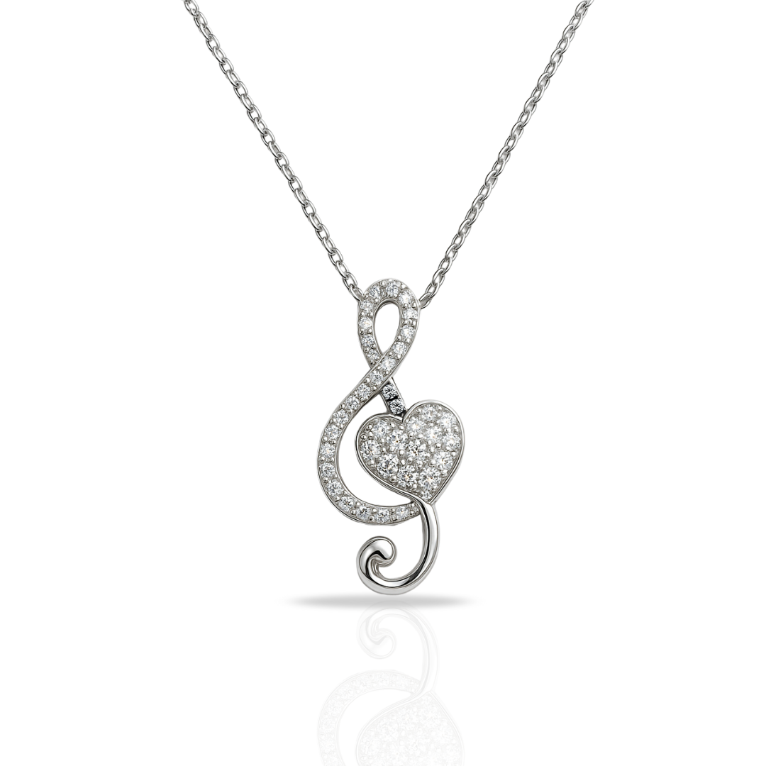 Colier cu cheia sol si inima