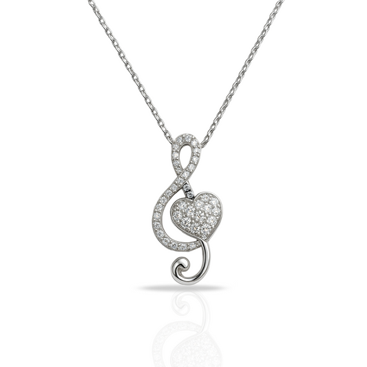 Colier cu cheia sol si inima