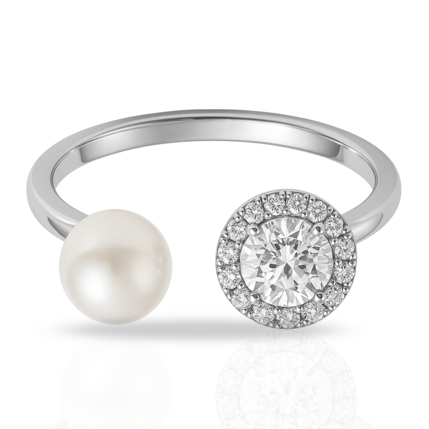 Inel cu zirconii si perla sintetica