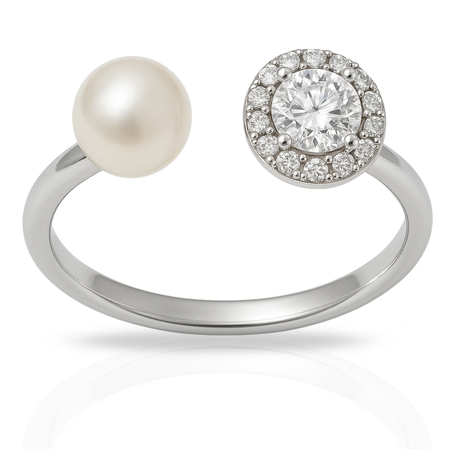 Inel cu zirconii si perla sintetica