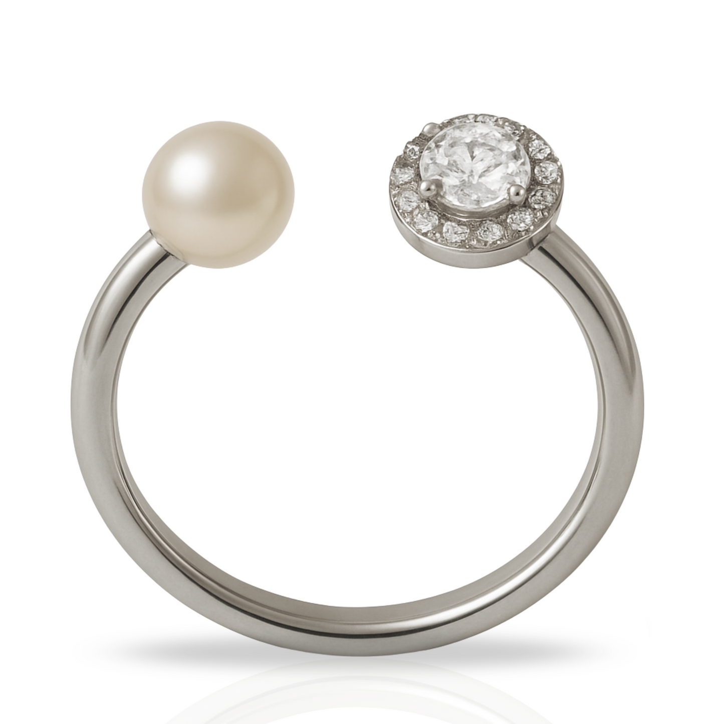 Inel cu zirconii si perla sintetica