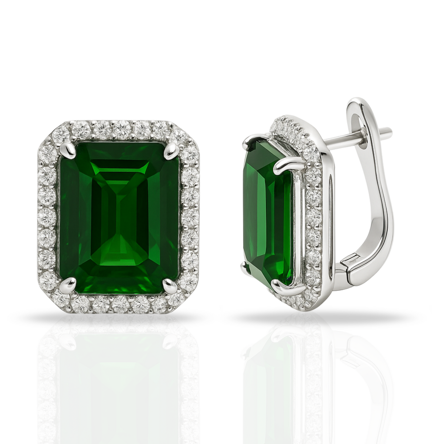 Cercei masivi eleganți dreptunghi verde