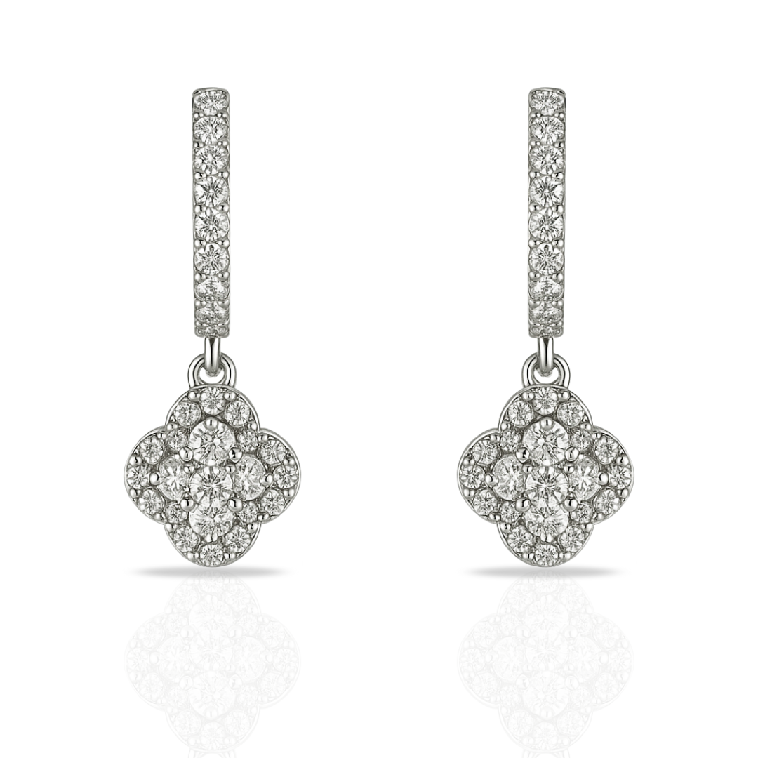 Cercei semicreole cu floare din zirconii