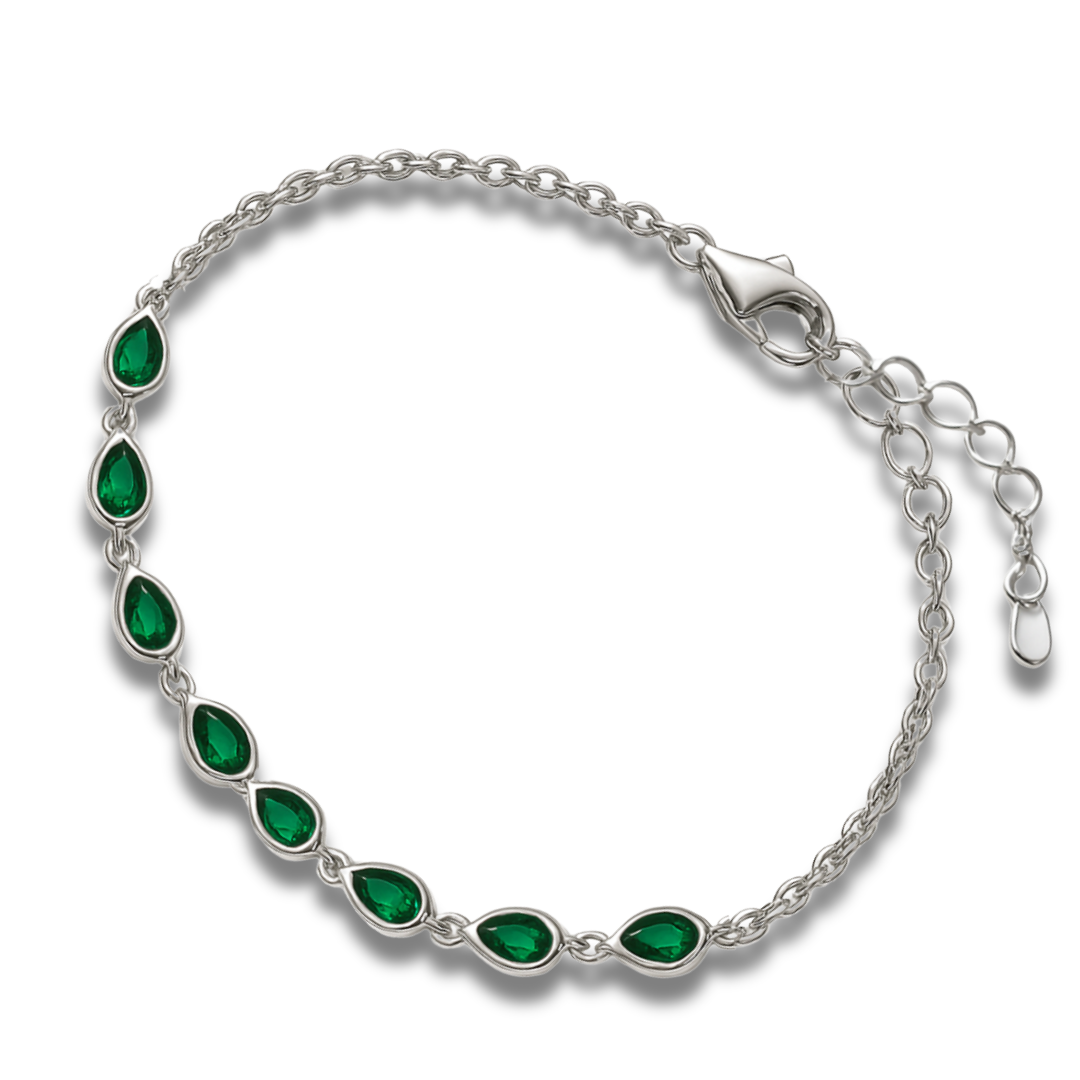 Brățară de picior cu zirconii lacrima verzi