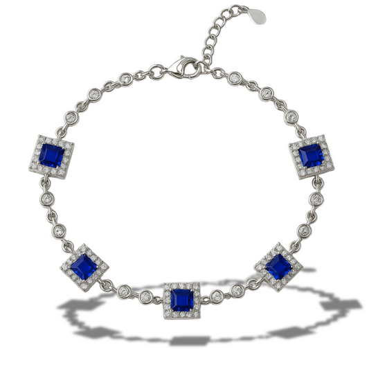 Brățară eleganta din zirconii si pătrate albastre