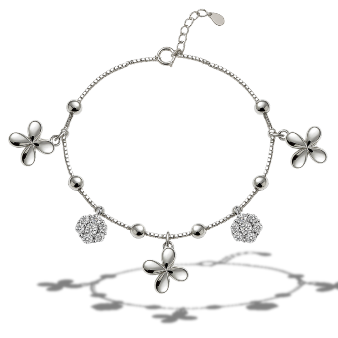 Brățară cu biluțe fluturi-flori