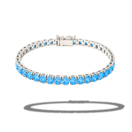 Brățară tennis round cut 3 mm bleu regal