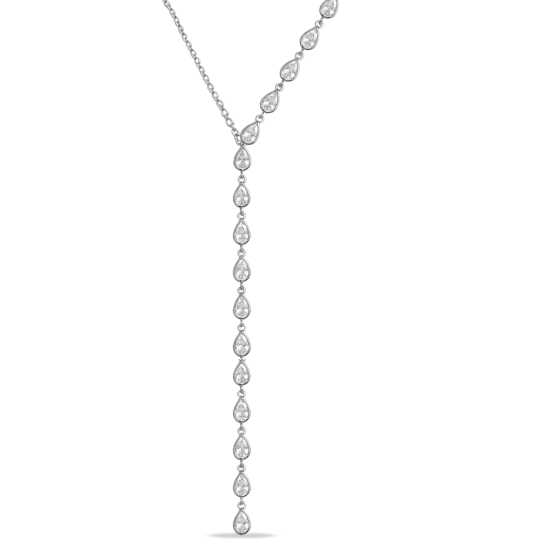 Colier lung in Y cu zirconii lacrima