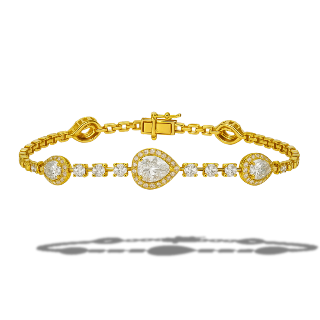 Brățară aurie tennis cu zirconii lacrima