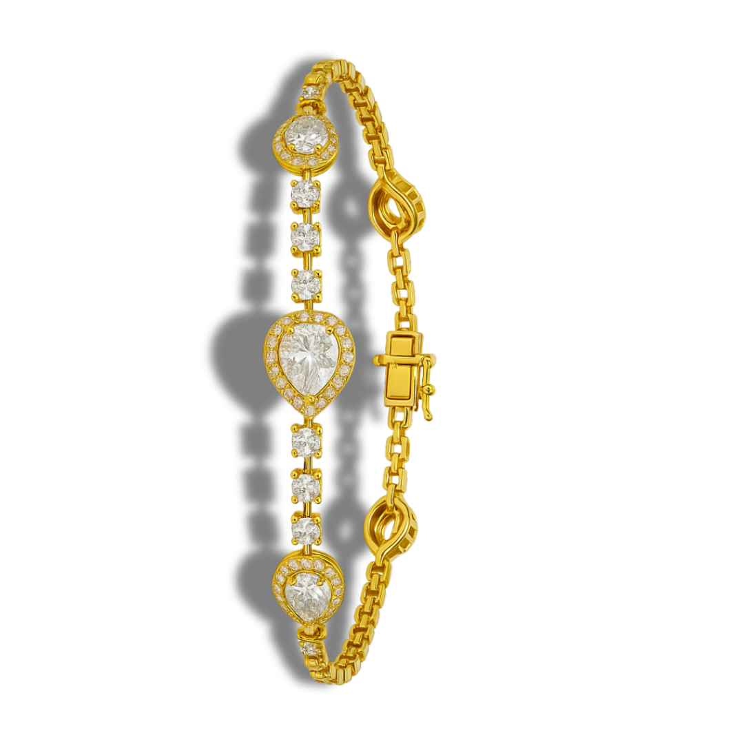 Brățară aurie tennis cu zirconii lacrima