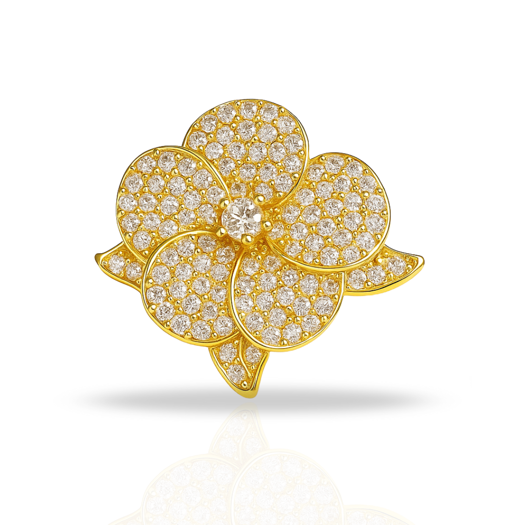 Broșă floare cu zirconii