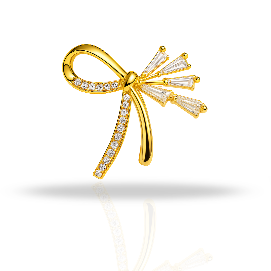 Broșă funda cu baghete