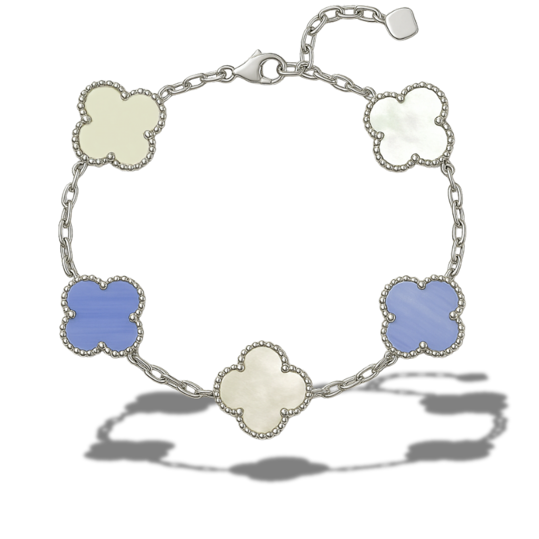 Brățară duo 5 x trifoi alb-mov