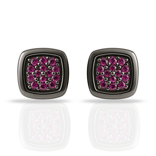 Cercei onix cu zirconii fucsia