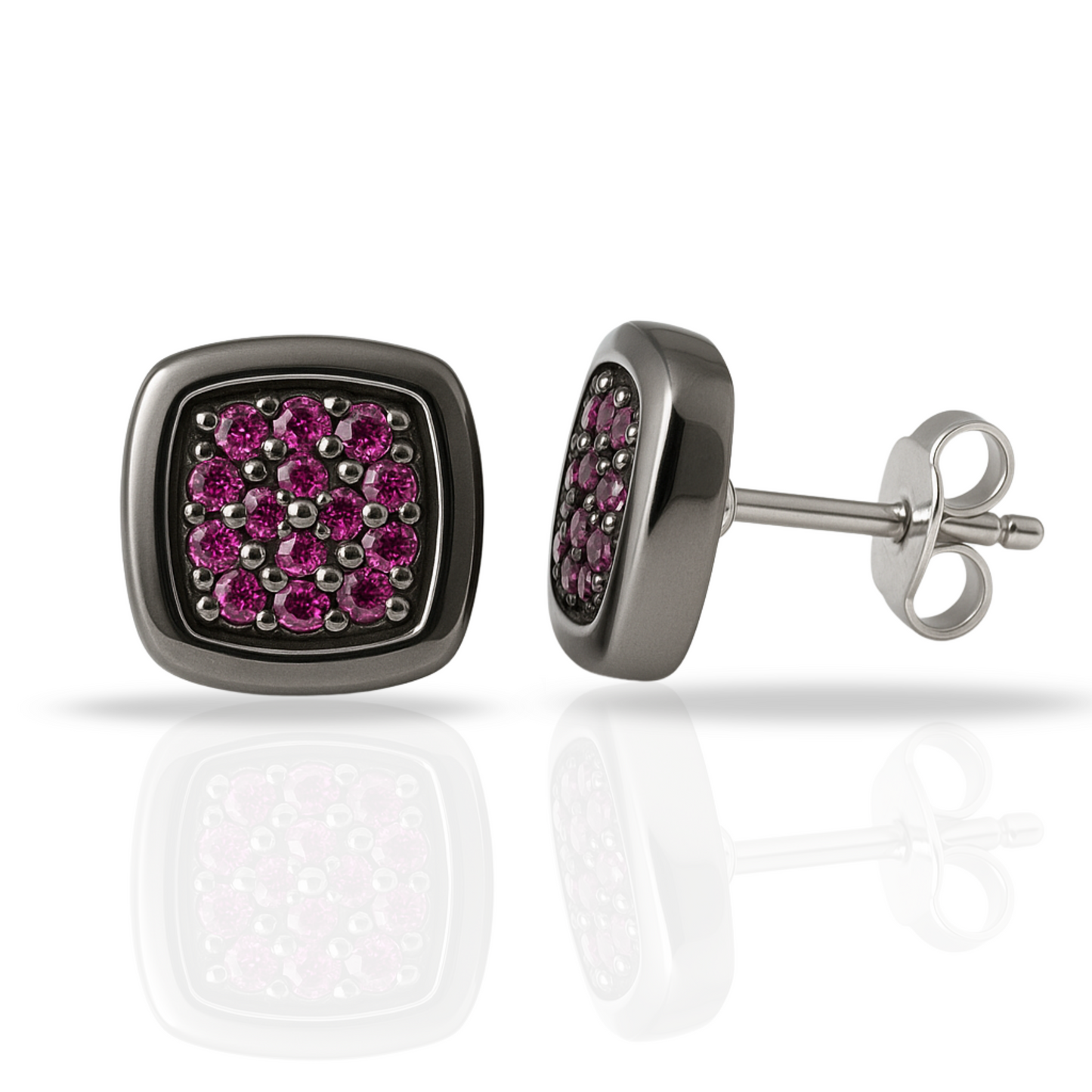 Cercei onix cu zirconii fucsia