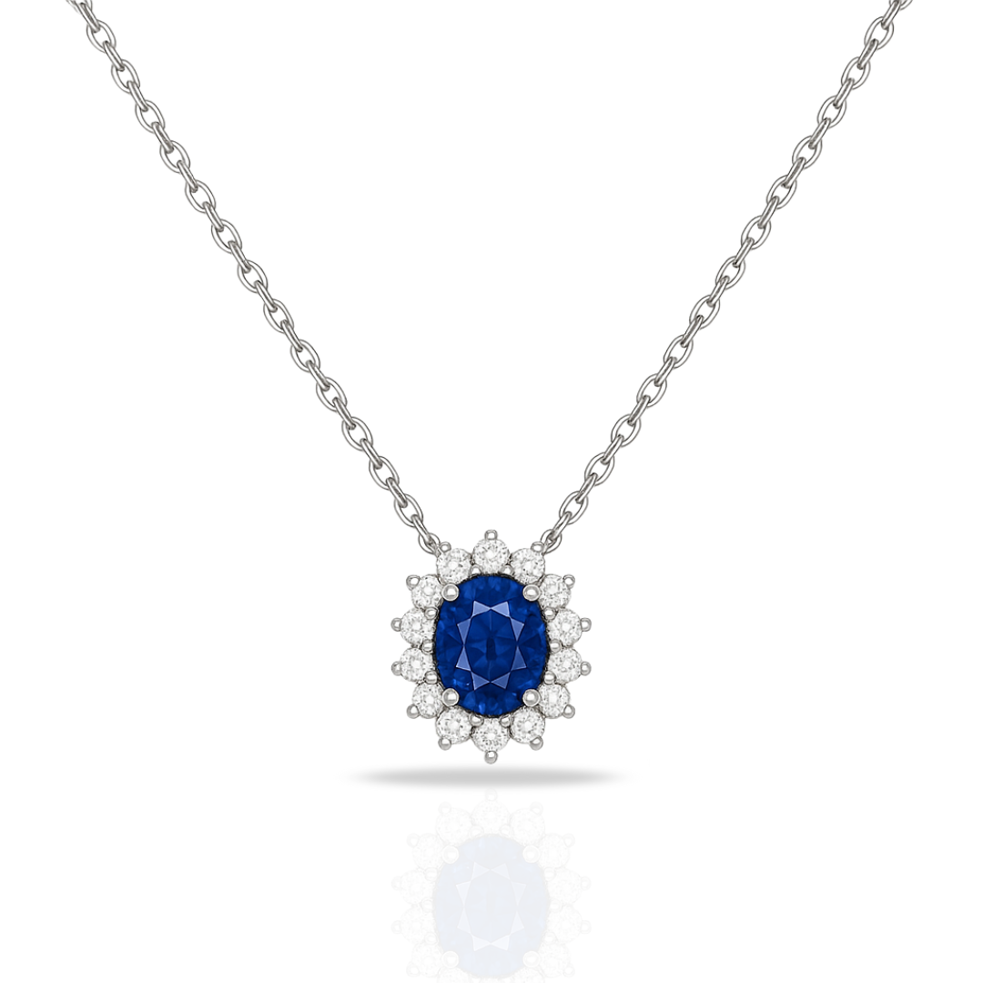 Colier oval albastru