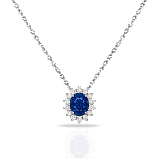 Colier oval albastru