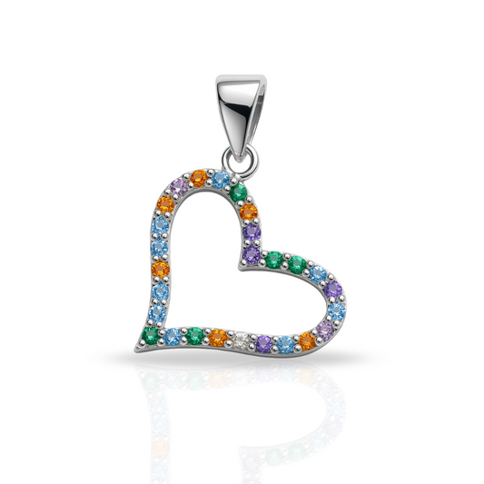 Pandantiv inima cu zirconii colorate