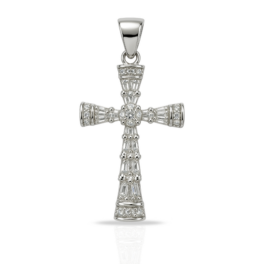 Pandantiv cruce eleganta cu baghete