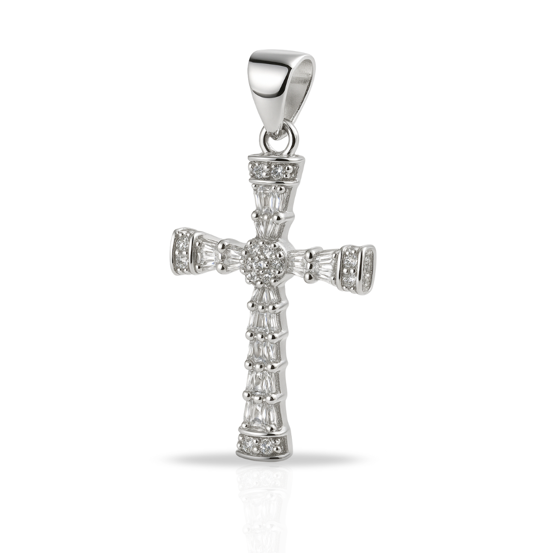 Pandantiv cruce eleganta cu baghete