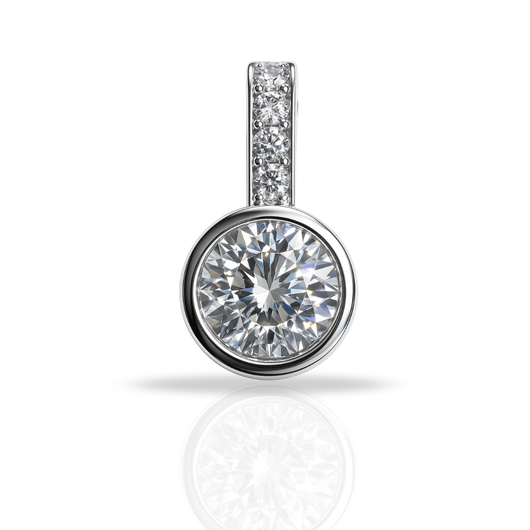 Pandantiv round cut zirconia si linie zirconii