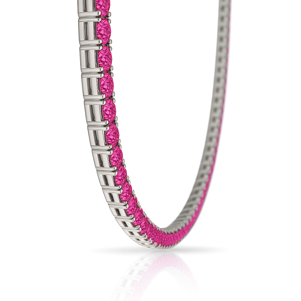 Colier tennis 3 mm cu zirconii fuchsia