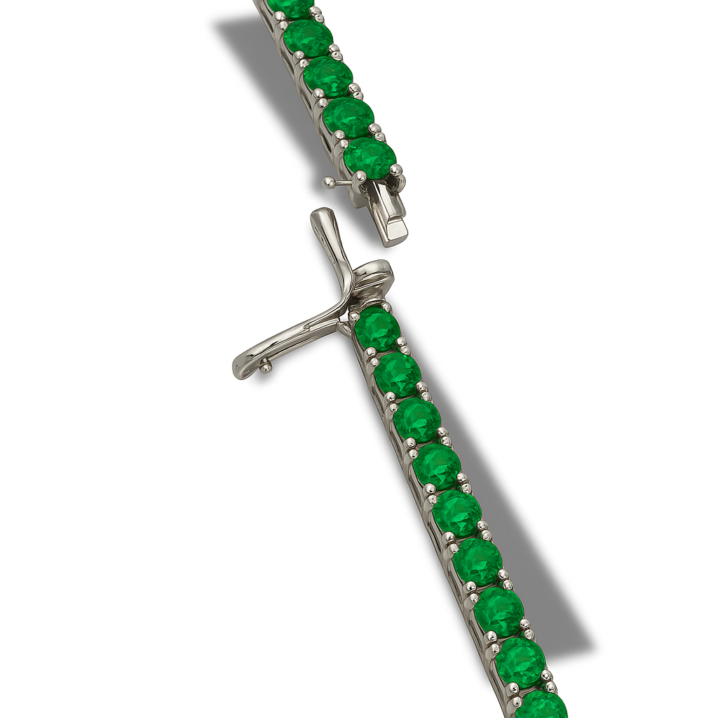 Colier tennis 3 mm cu zirconii verzi