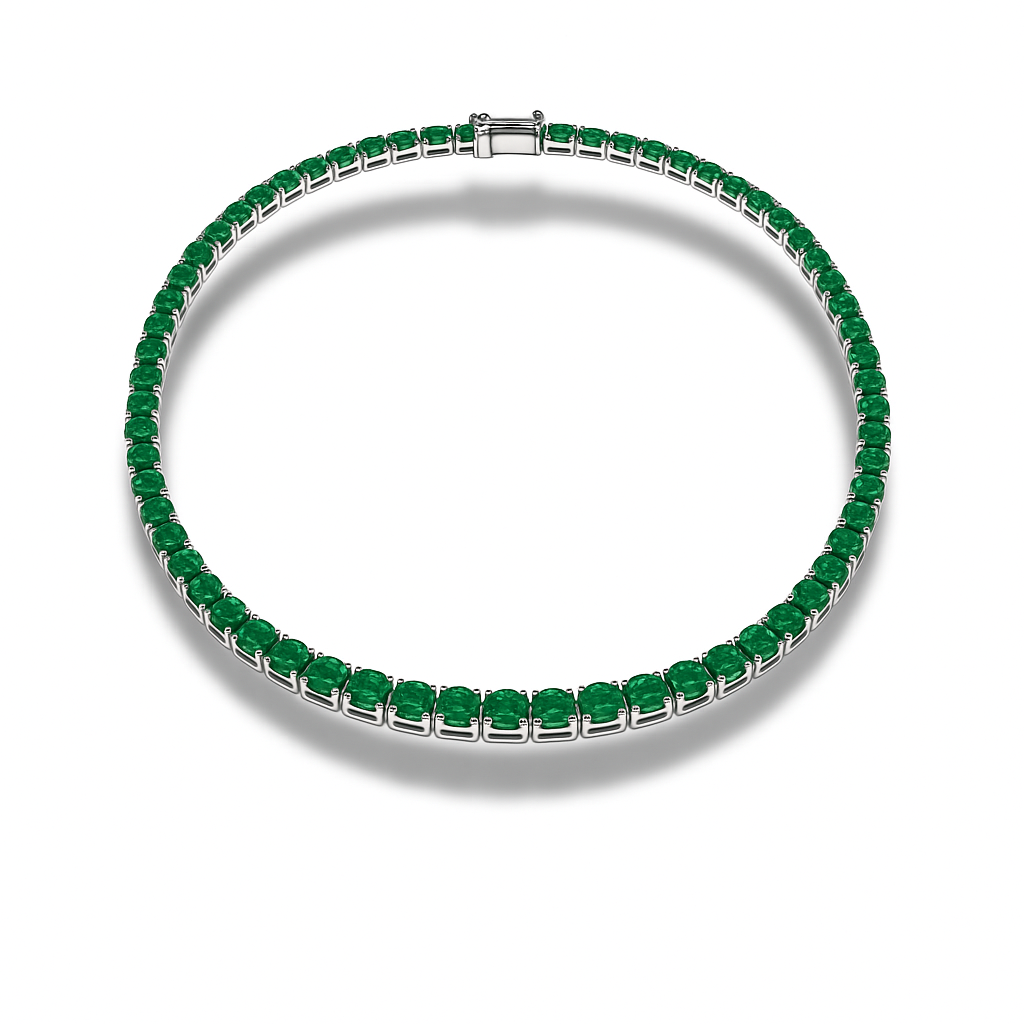 Colier tennis 3 mm cu zirconii verzi