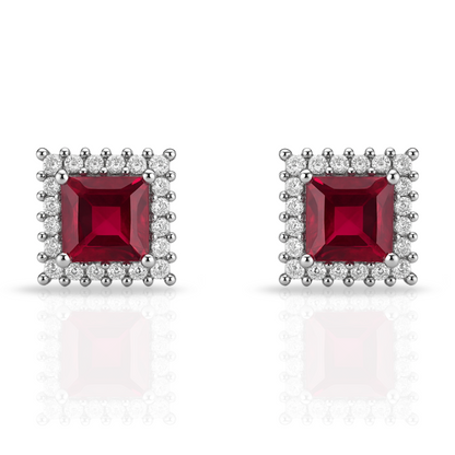 Cercei pătrat princess roșu