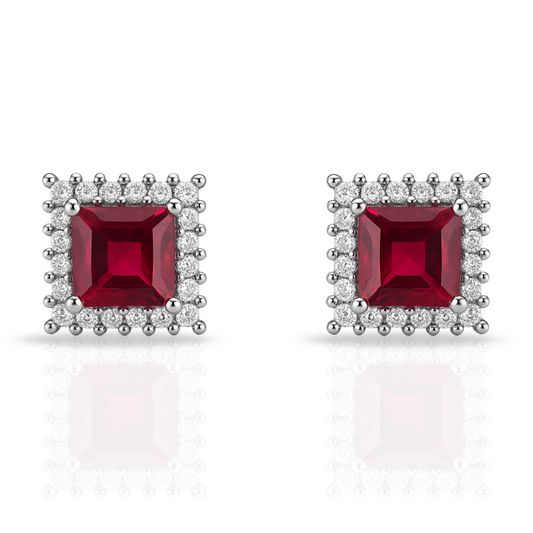 Cercei pătrat princess roșu