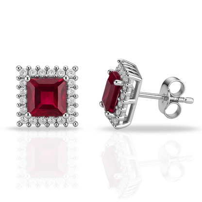 Cercei pătrat princess roșu