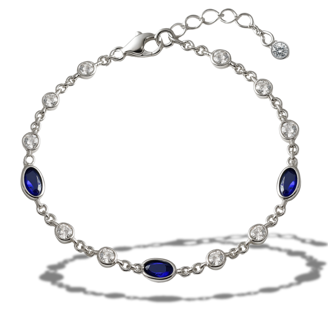 Brățară din zirconii cu ovale albastre