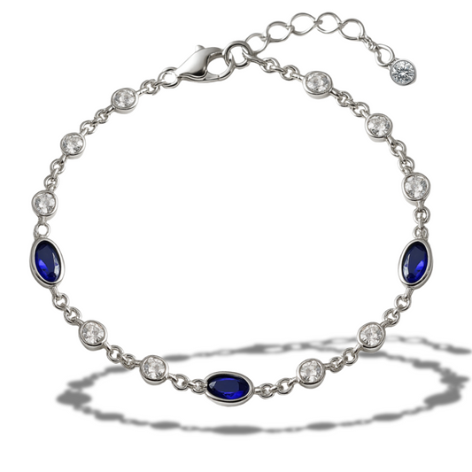 Brățară din zirconii cu ovale albastre