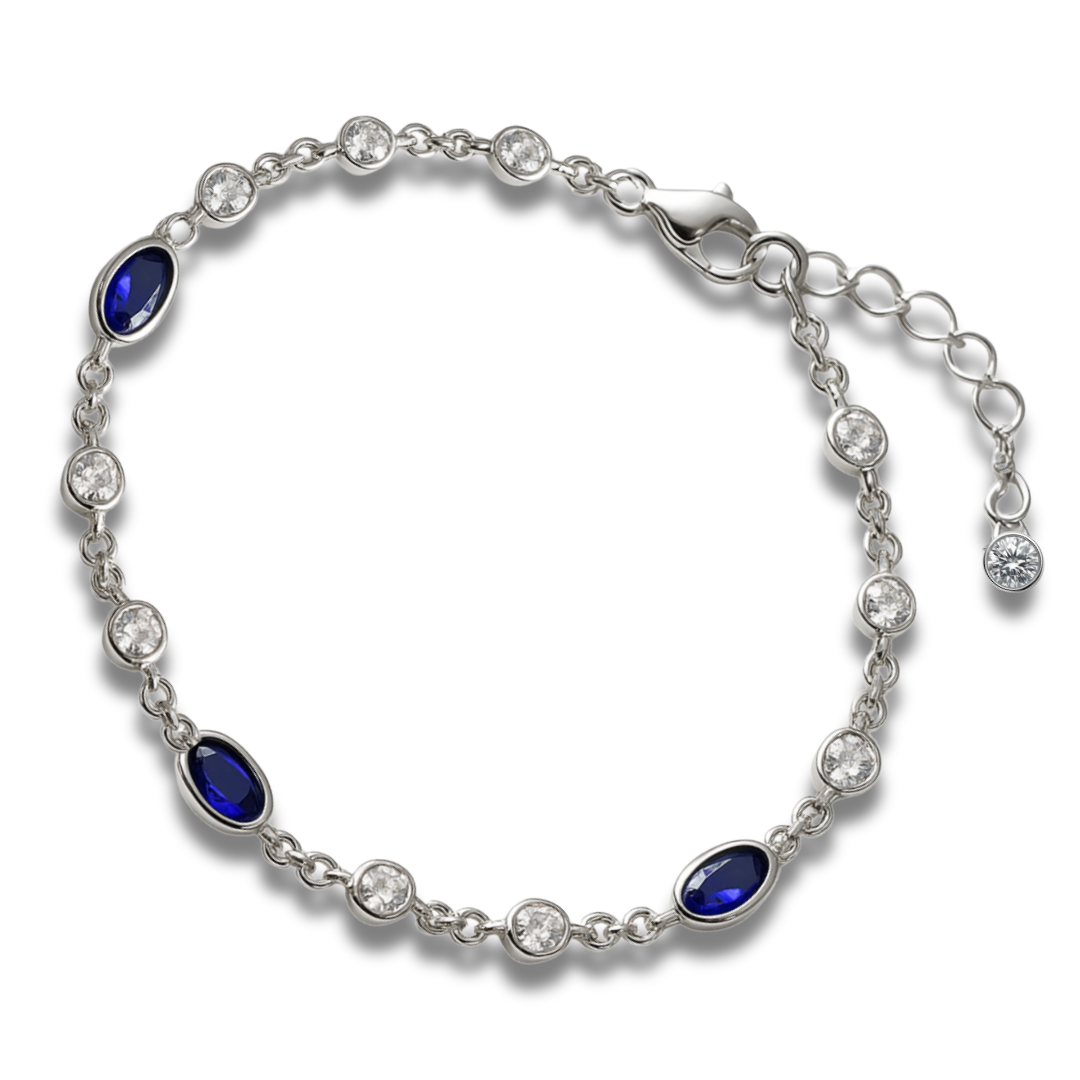 Brățară din zirconii cu ovale albastre