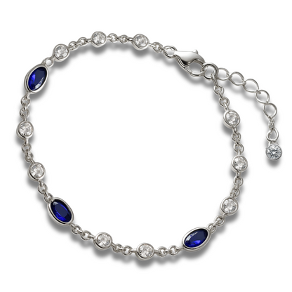 Brățară din zirconii cu ovale albastre