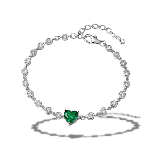 Brățară din zirconii cu inima verde
