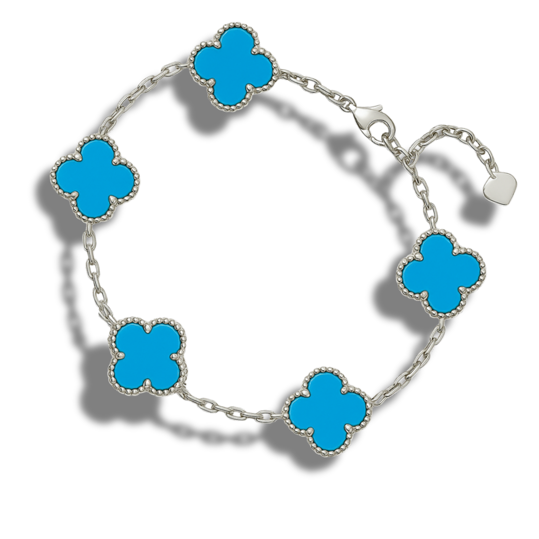 Brățară duo 5 x trifoi albastru deschis