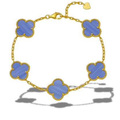 Brățară aurie 5 x trifoi mov